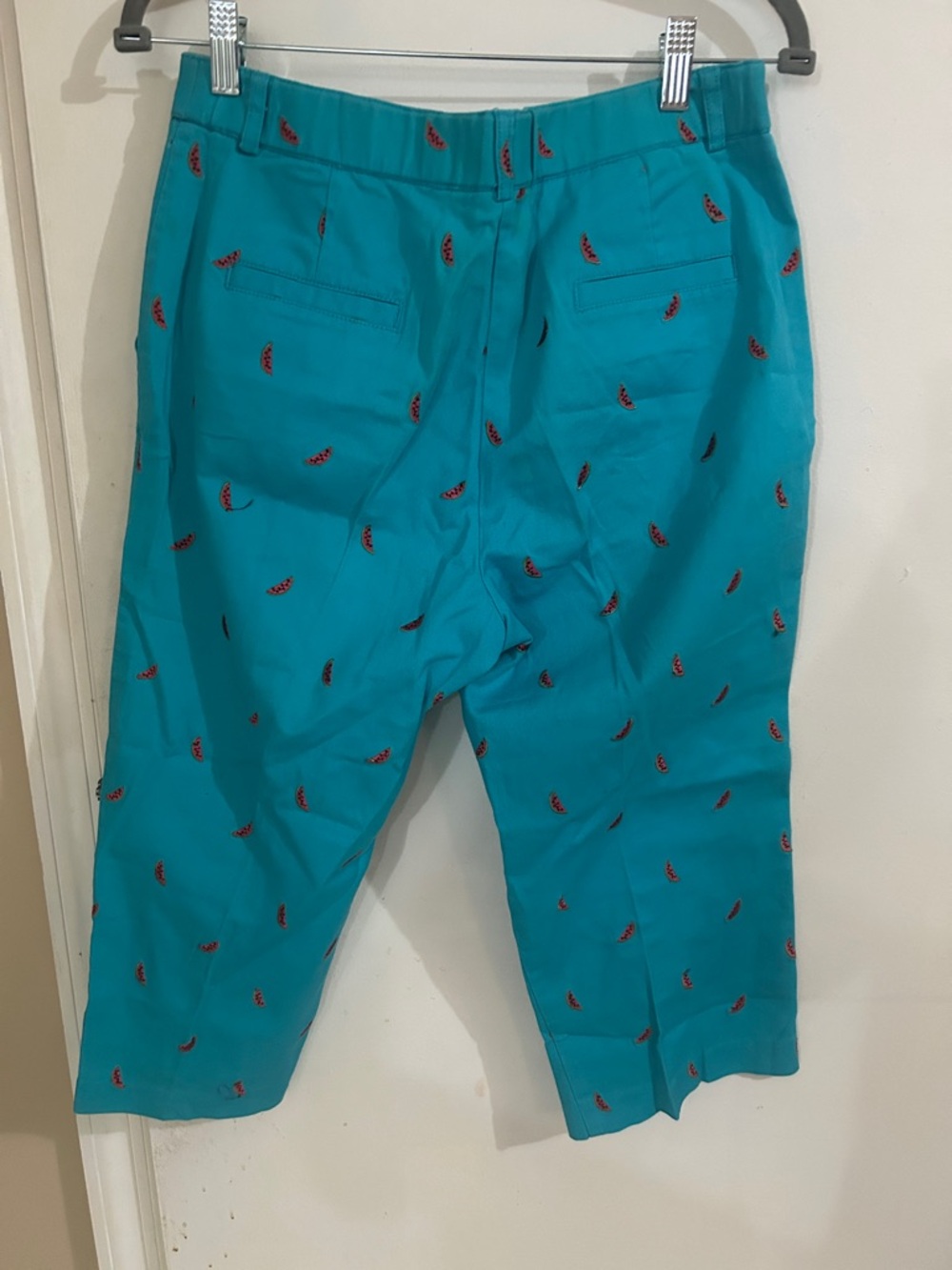 Harve Benard Teal Capris with Red Embroidery